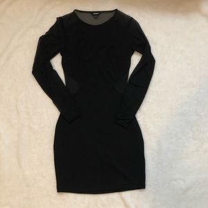 Sheer Back Black Bodycon Dress